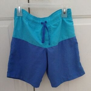 Wonder Nation Blue Swim Trunks with Color-Blocked Design